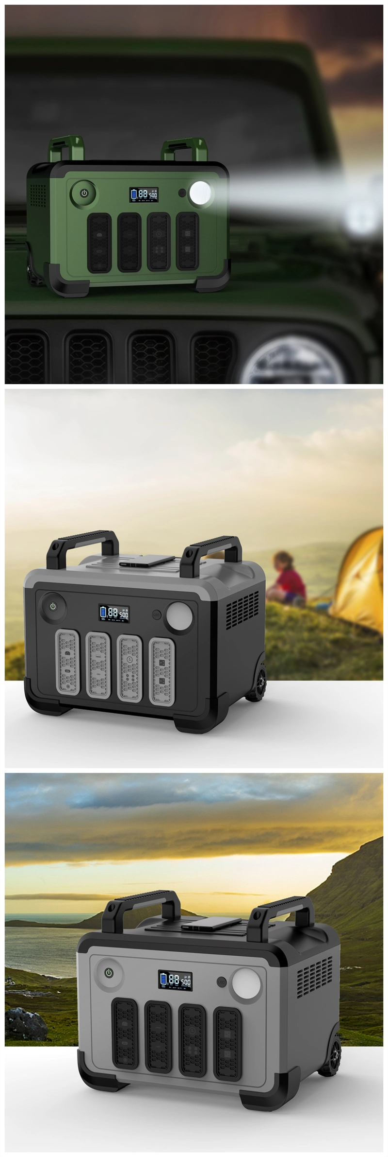 2000W 3000W Multifunctional Portable Solar Generator AC DC Lithium LFP Battery Fast Charge Power Supply Mobile Power Bank