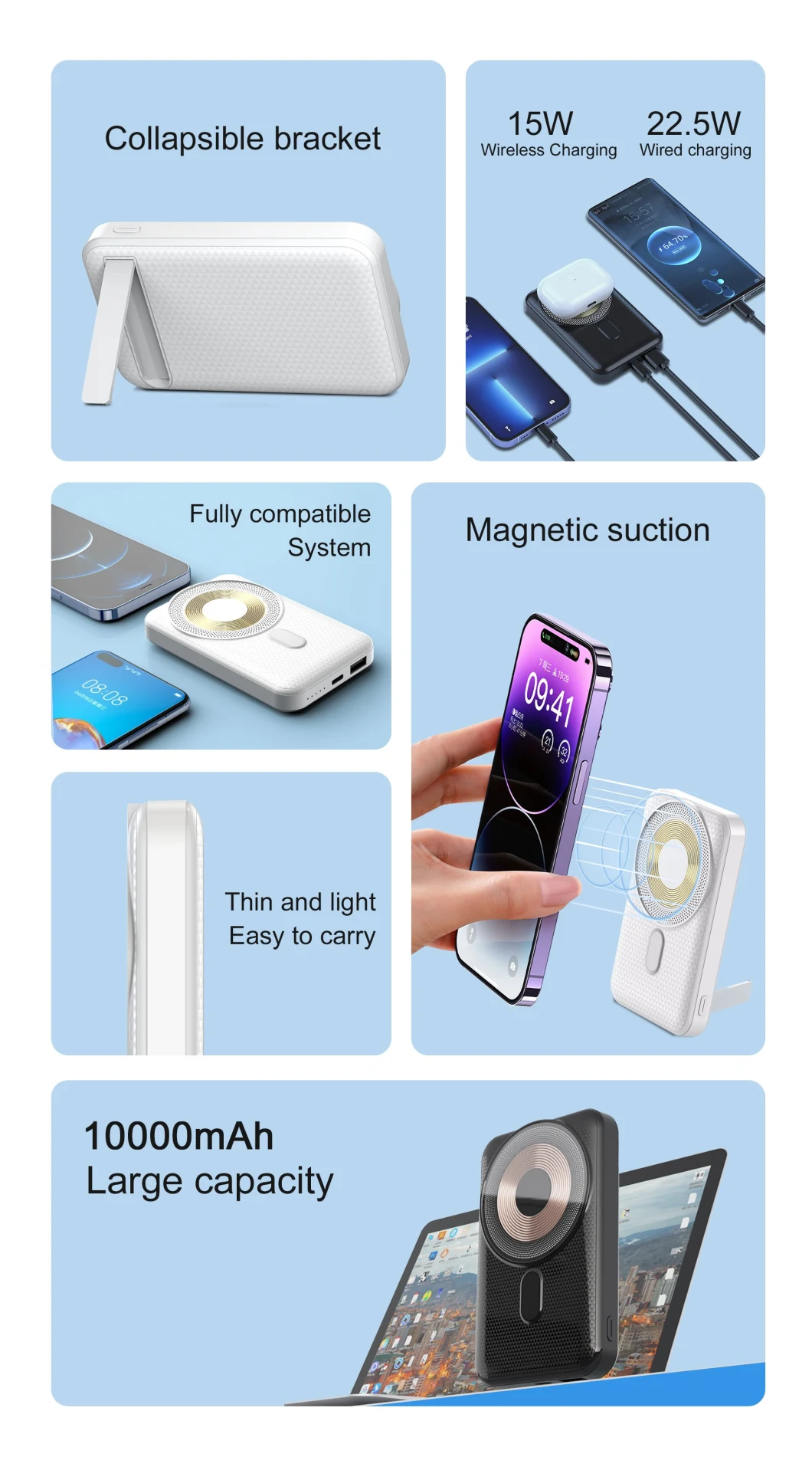 Aspor A326 New Magnetic Wireless Charging Power Bank for Mobile Phones