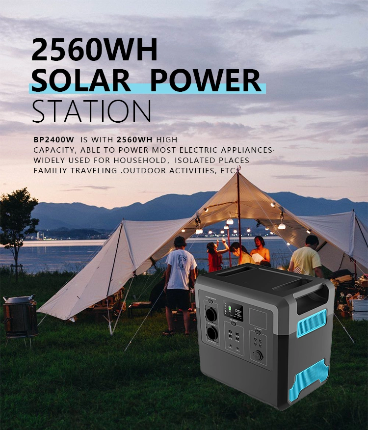 2400W Powerstation LiFePO4 Solar Generator 230V EU Plug Portable Power Station for Emergency