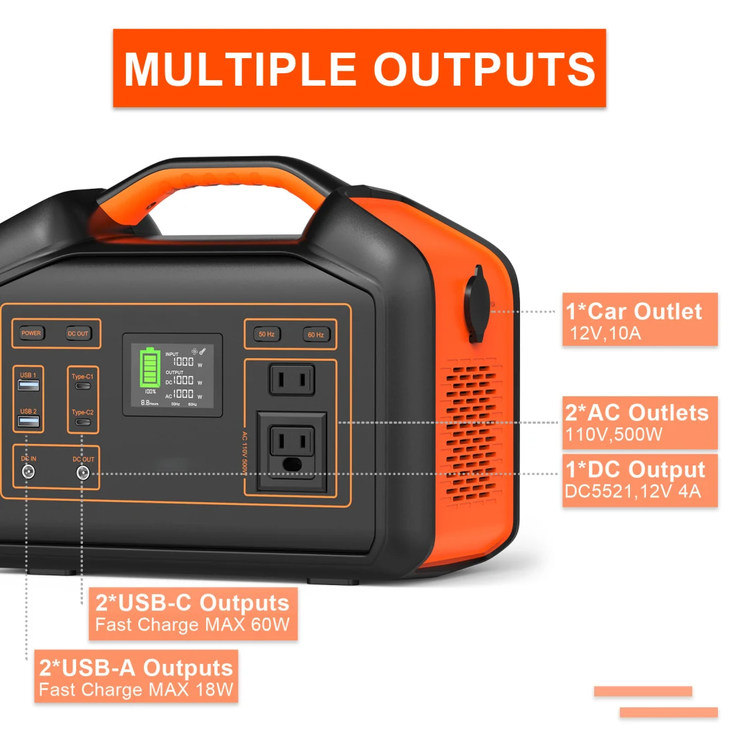 Lithium Battery Small Poower Station 500W 110V 220V 230V 500 Watt Portable Generator Solar Power Battery Power Station